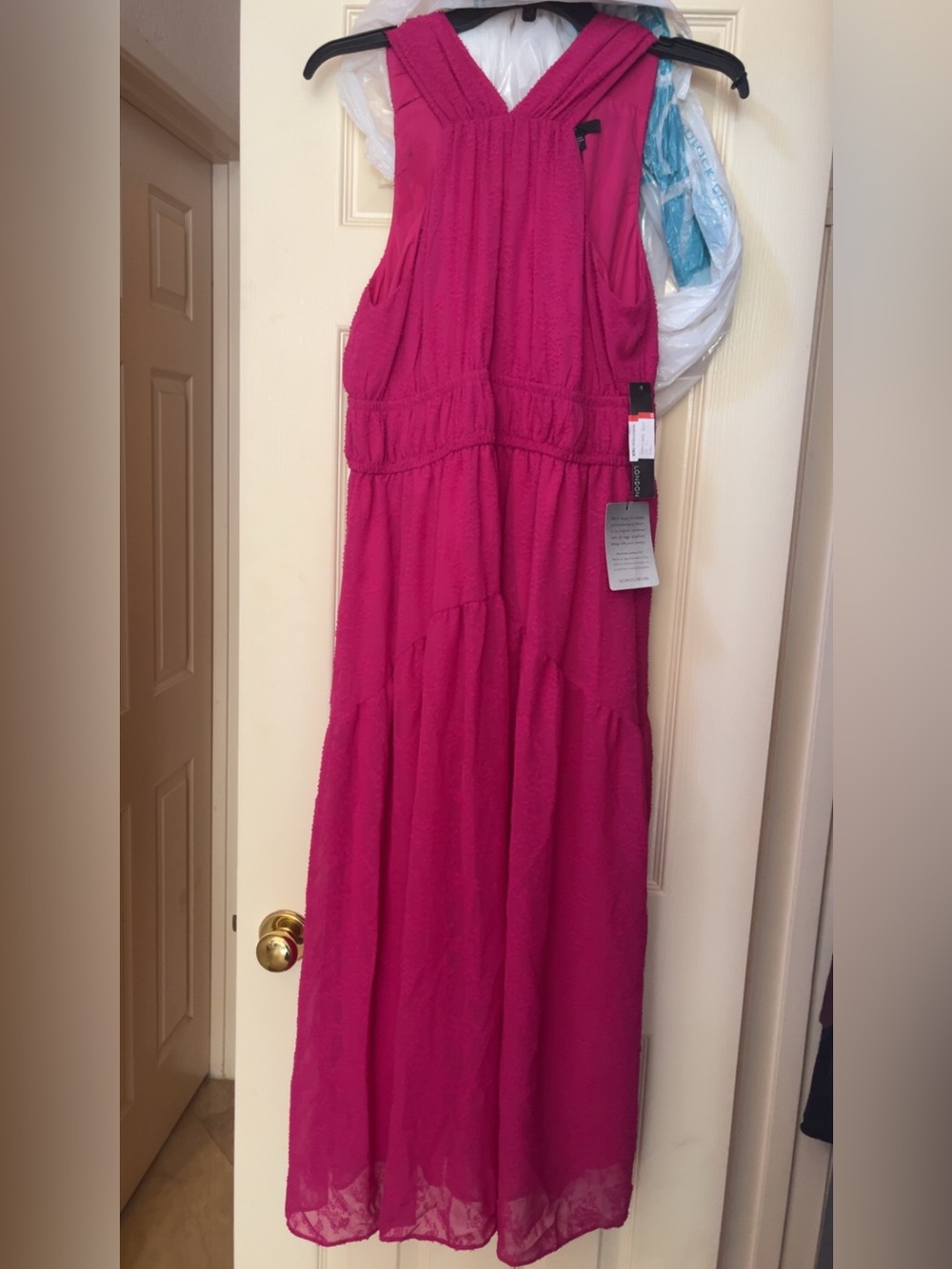Maggy London NWT Size 6 Pink Tiered Maxi Dress | Sleeveless Summer Wedding Guest